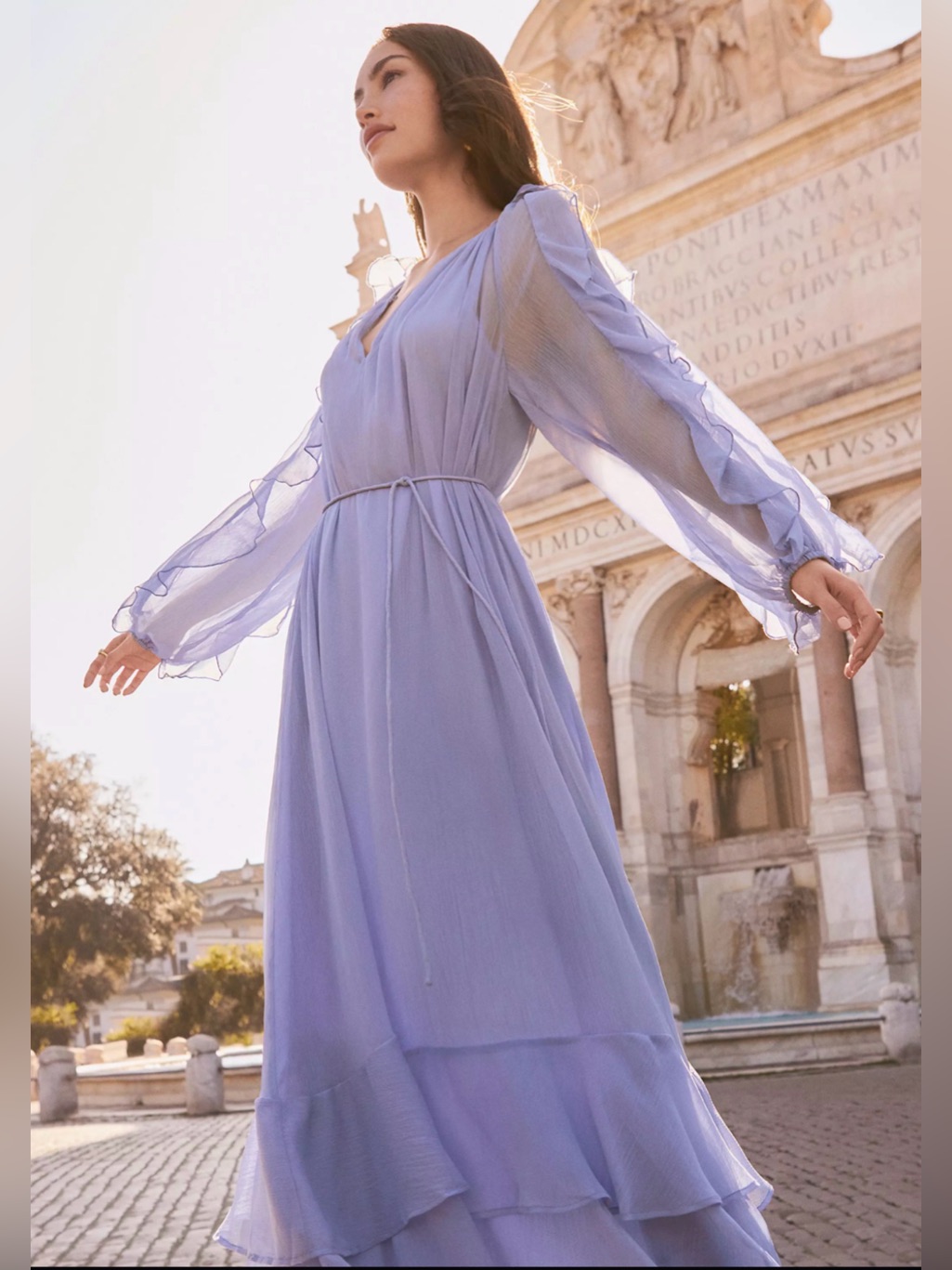 Loft Chiffon Ruffle Maxi Dress